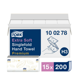 Tork Extra Zachte Z-vouw Handdoek Premium 2-laags Wit H3 (100278)